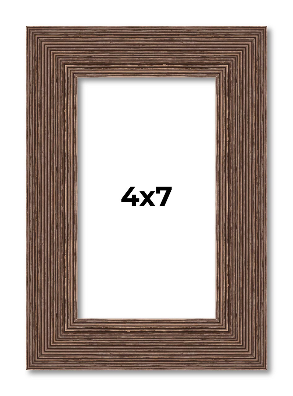 4x7 Wide Barnwood Picture Frame with UV-Resistant Acrylic & Acid Free Backing, Available in 6 Paint Finishes - Grey, Brown, White, and Black
